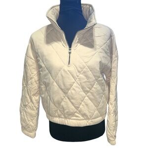 Pink Rose Cozy Cream Quarter Zip Quilted Jacket - Size L‎